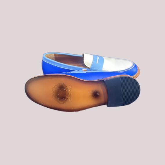 Mocassin Bicolore Bleu & Crème – Riviera Élégance – Image 2