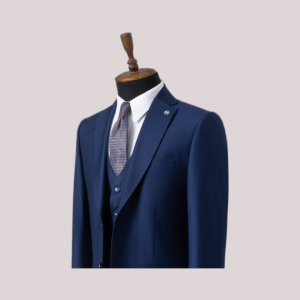 Costume trois pièces bleu marine pour homme, avec veste, gilet et pantalon assortis