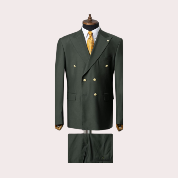 costume croisé vert olive homme