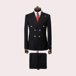 costume croisé noir homme