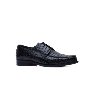 Derby noir effet crocodile – Jespomi Paris