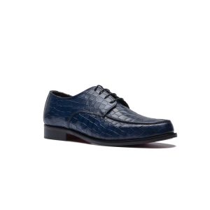 Derby bleu cuir écaillé – Jespomi Paris
