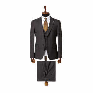 costume homme gris 3 pièces à carreaux élégant