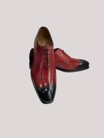 Richelieu Oxford rouge patiné main – Jespomi Paris