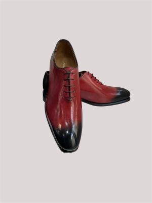 Richelieu Oxford rouge patiné main – Jespomi Paris