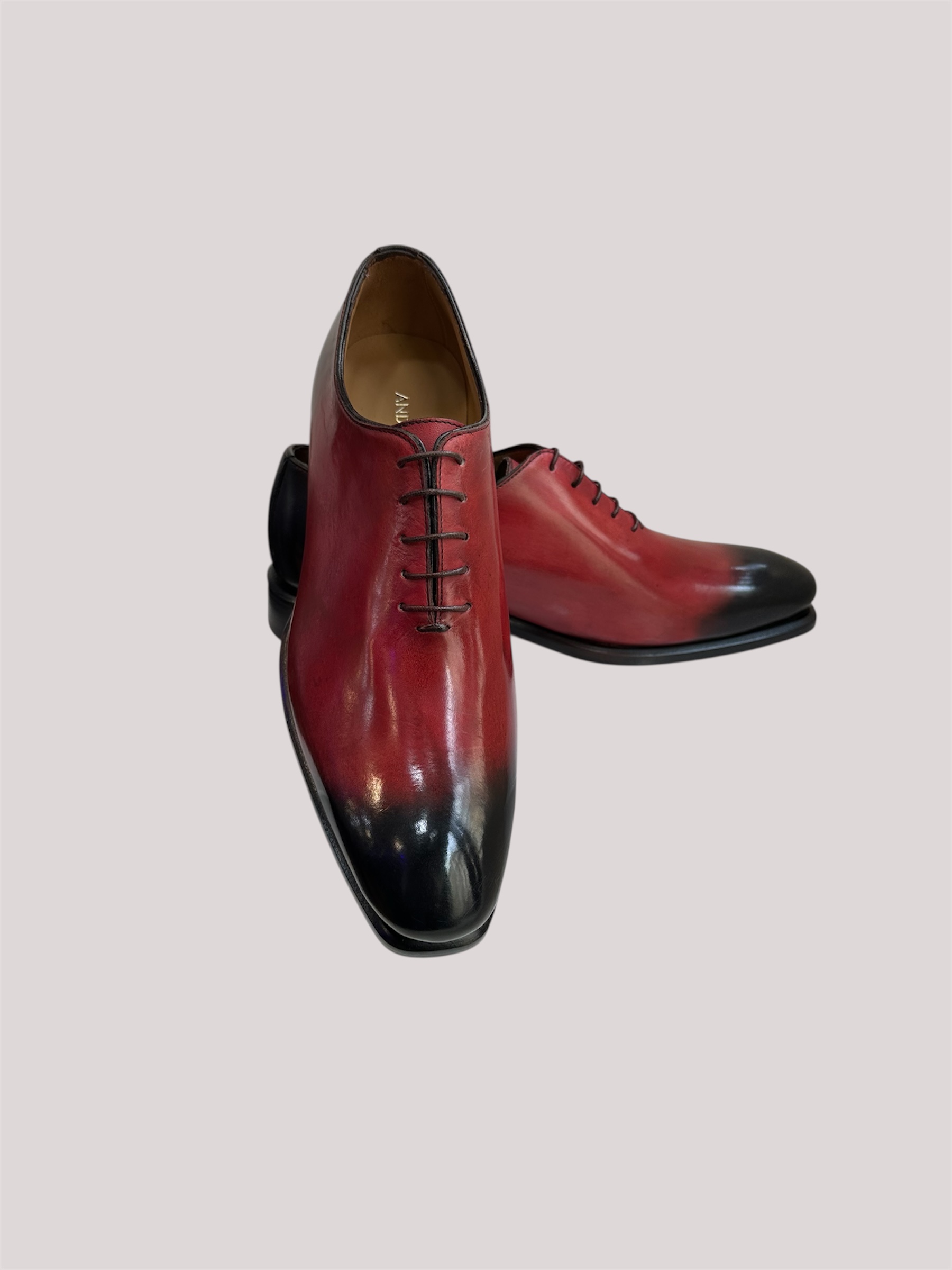 Richelieu Oxford rouge patiné main – Jespomi Paris