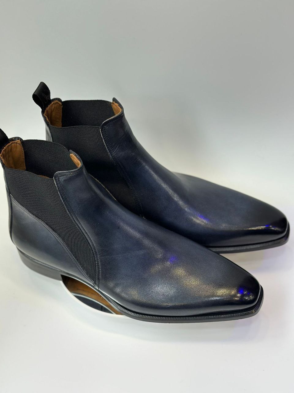 Chelsea Boot bleue cuir premium – Jespomi Paris