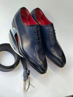Richelieu Oxford bleu marine en cuir – Jespomi Paris
