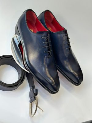 Richelieu Oxford bleu marine en cuir – Jespomi Paris