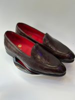 Slipper Croco Marron Chocolat – Signature Rouge