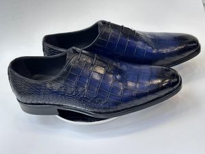 Richelieu Oxford bleu cuir embossé – Jespomi Paris
