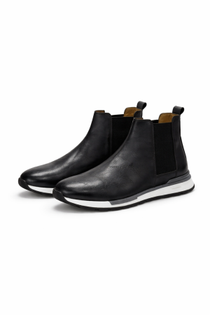 Jespomi Paris – Bottines Chelsea Sneakers Cuir Noir “Opéra”