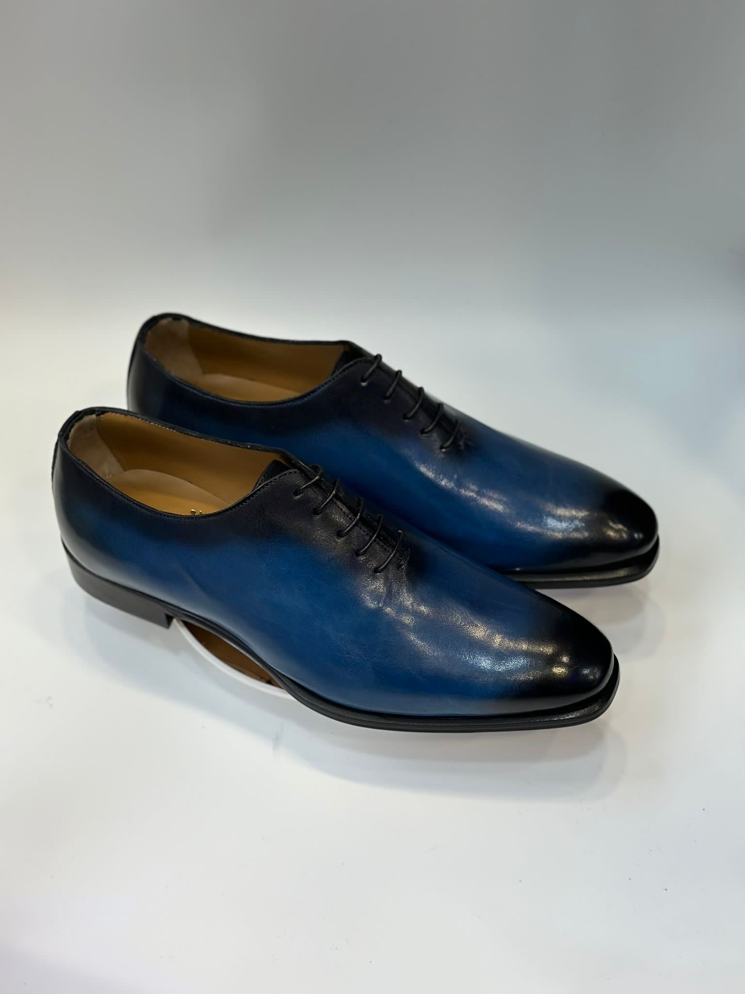 Richelieu Oxford bleu patiné main – Jespomi Paris – Image 4