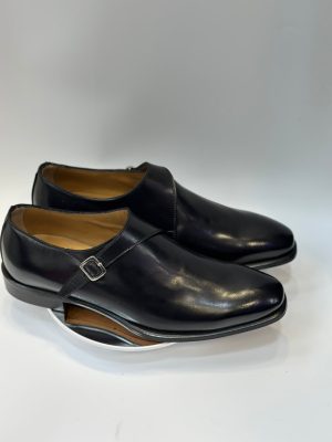 Monk Strap noir en cuir simple boucle – Jespomi Paris