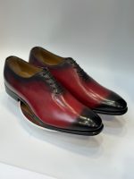 Richelieu en cuir rouge patiné à la main – Jespomi Paris