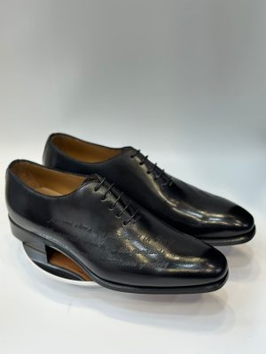 Richelieu Oxford noir calligraphié en cuir – Jespomi Paris