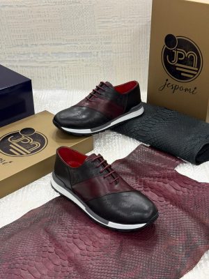 Jespomi Paris – Derbies Sneakers Cuir Noir & Bordeaux “Saint-Germain” (Copie)