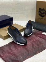 Jespomi Paris – Sneakers Slip-On Cuir Bleu Nuit “Invalides”