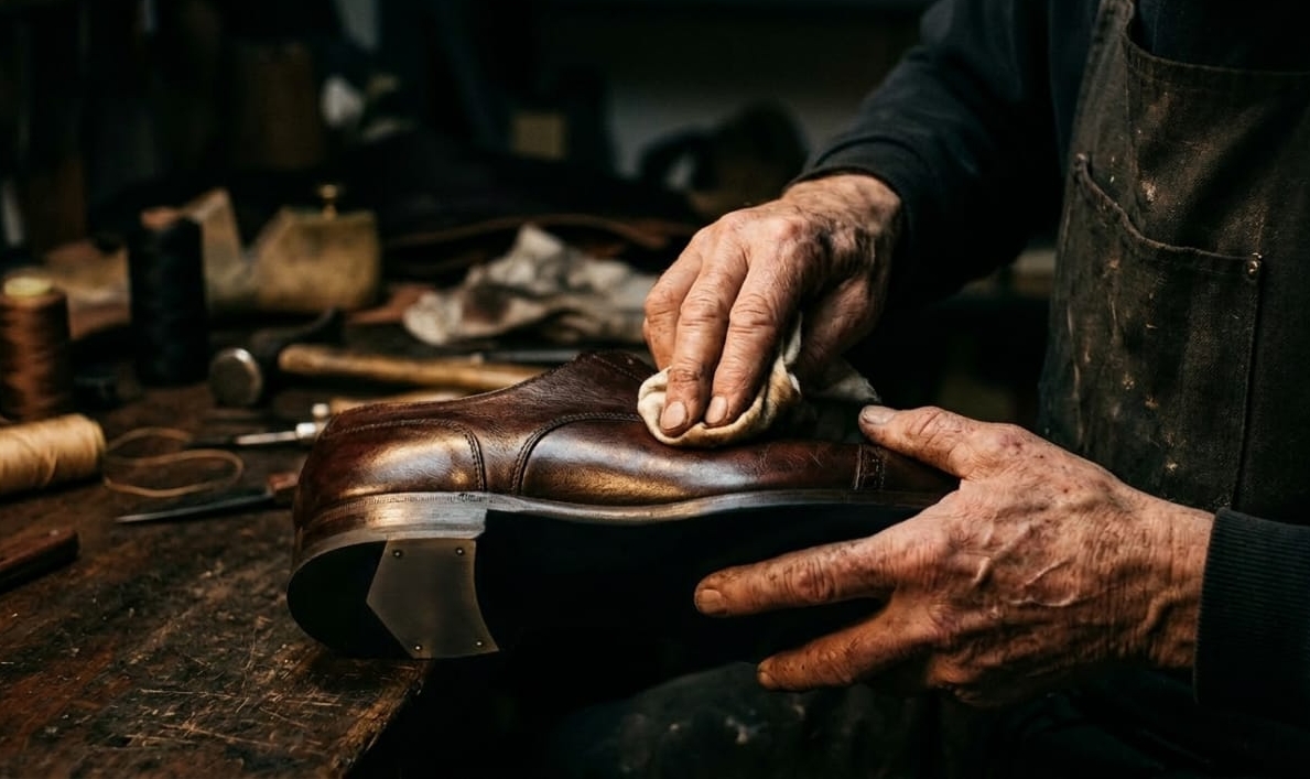 Fabrication artisanale chaussures Jespomi Paris — couture à la main cuir