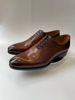 Chaussure Richelieu en cuir de veau marron cognac patiné pour homme, finition luxe artisanale, marque Jespomi.