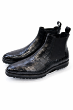 bottines chelsea noires effet crocodile homme