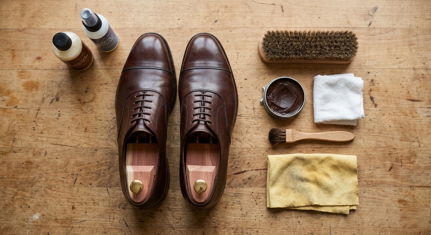 Entretien chaussures en cuir homme — cirage et lustrage Jespomi Paris
