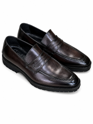 Mocassins Gris Homme Penny Loafer en Cuir | Jespomi Paris