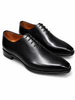 Richelieu noir en cuir lisse Jespomi pour homme, chaussure de ville élégante à lacets avec finition brillante et silhouette raffinée.