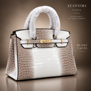 Sac à Main Femme Effet Crocodile – Noir & Blanc Taupe | Jespomi