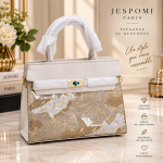 Sac à Main Femme Blanc et Doré Élégant – Jespomi