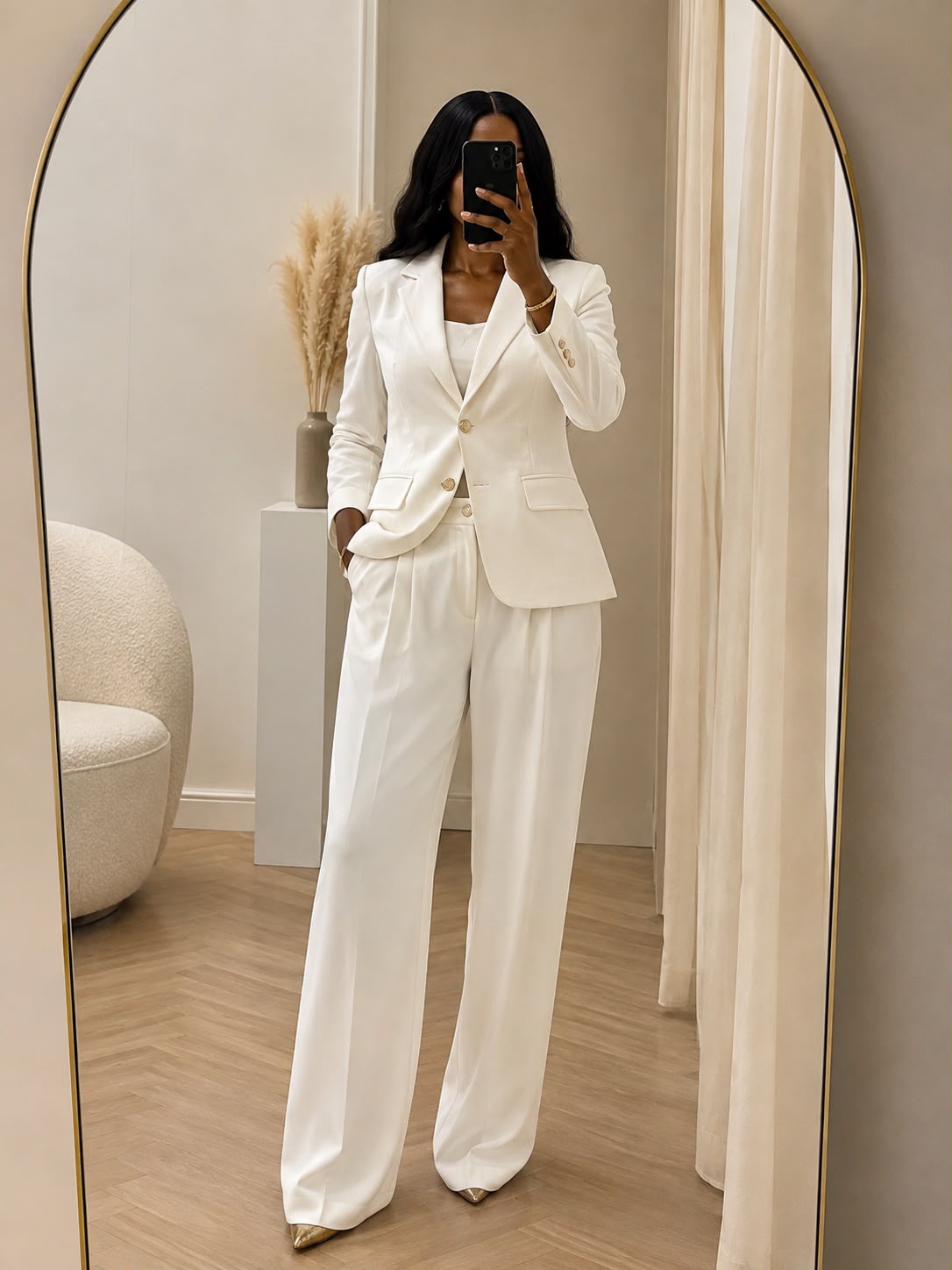 Tailleur-Pantalon Femme Élégance Ivoire – Image 2