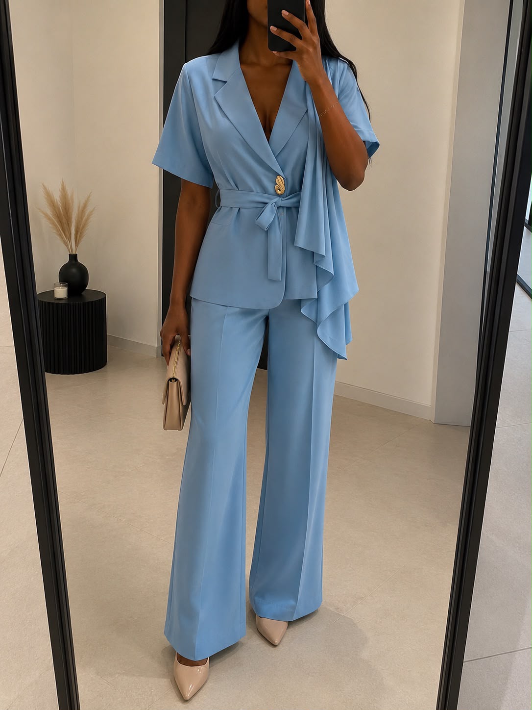 Ensemble Pantalon Femme Bleu Ciel Chic – Image 2