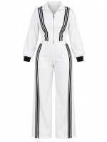 Ensemble jogging femme blanc à bandes noires