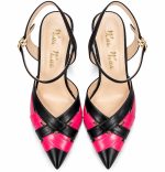 Escarpins slingback femme noir et rose à brides croisées