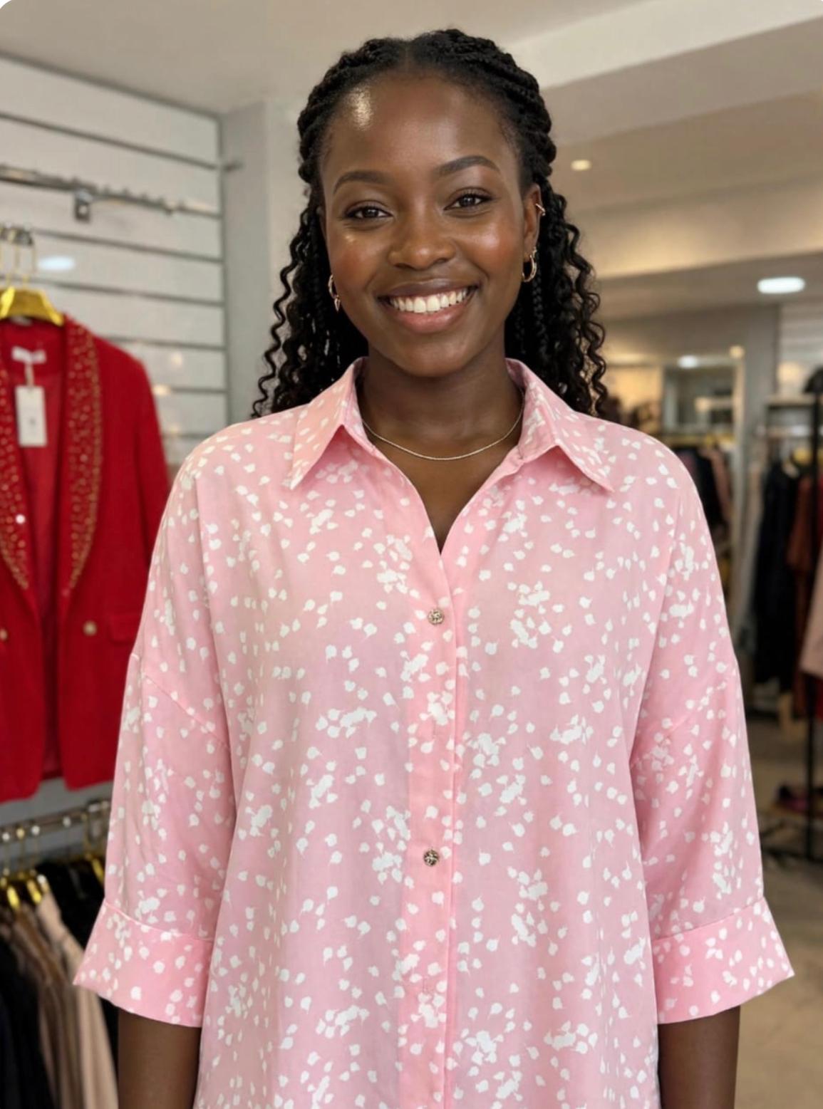 Chemise Rose Imprimée Femme – Image 2