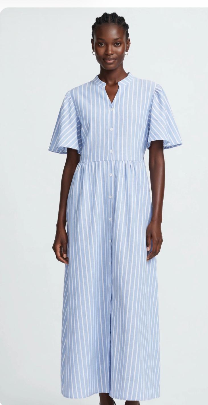 Robe Chemise Rayée Bleu Ciel – Image 2