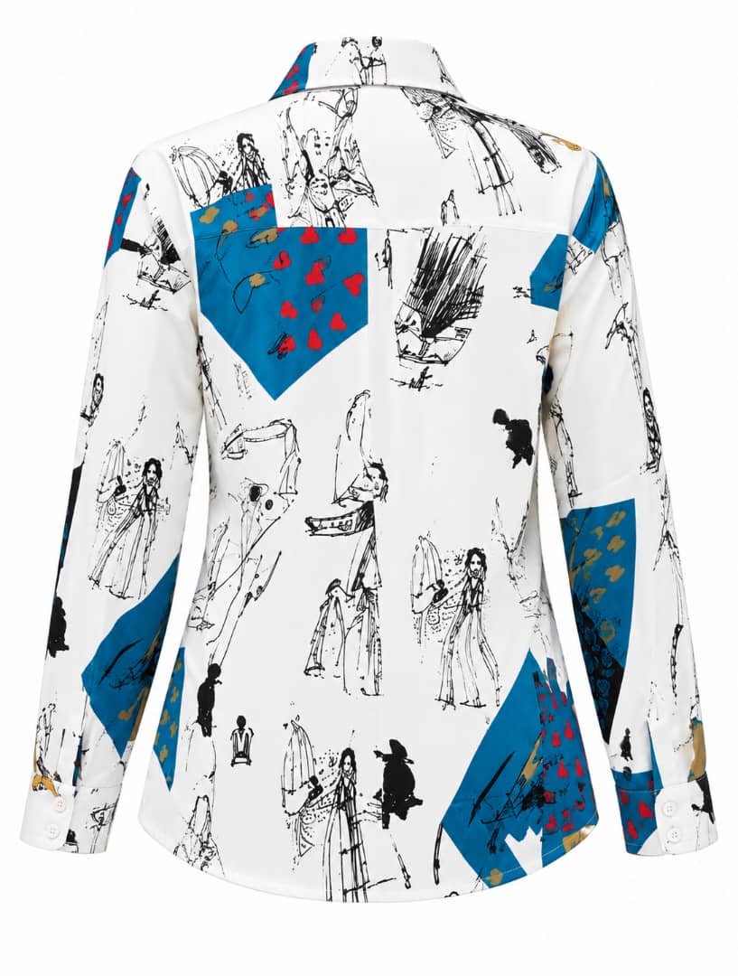 Chemise Blanche Imprimée Artistique – Image 2