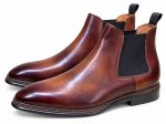 Bottines Chelsea homme marron acajou avec élastiques noirs