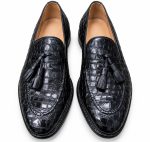 Mocassins homme noirs à pampilles effet croco