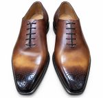 Chaussures Oxford homme marron patiné à lacets avec détails brogue