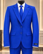 Costume homme bleu roi Jespomi avec chemise blanche et cravate assortie