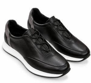 Basket homme noire à lacets élastiques et semelle blanche – Jespomi