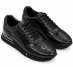 Chaussures de sport homme noires à lacets avec empiècements effet crocodile et semelle épaisse